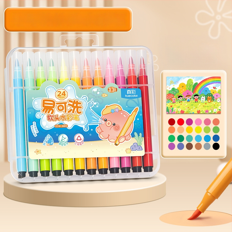 True Color akrüülmarker — pehme ots, akvarellistiil, korduvkasutatav pliiats lastele ja kooliprojektide jaoks