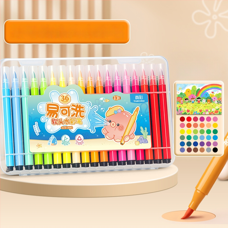 True Color akrüülmarker — pehme ots, akvarellistiil, korduvkasutatav pliiats lastele ja kooliprojektide jaoks