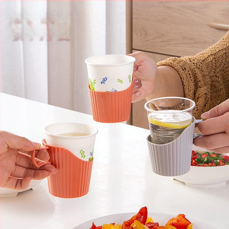 Defu plastikinis puodelio laikiklis, kinų stiliaus, paprastas dizainas, šilumos izoliacija, pakuotė 96 vnt