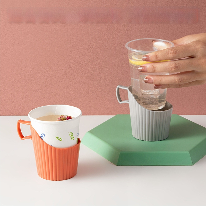 Defu plastikinis puodelio laikiklis, kinų stiliaus, paprastas dizainas, šilumos izoliacija, pakuotė 96 vnt