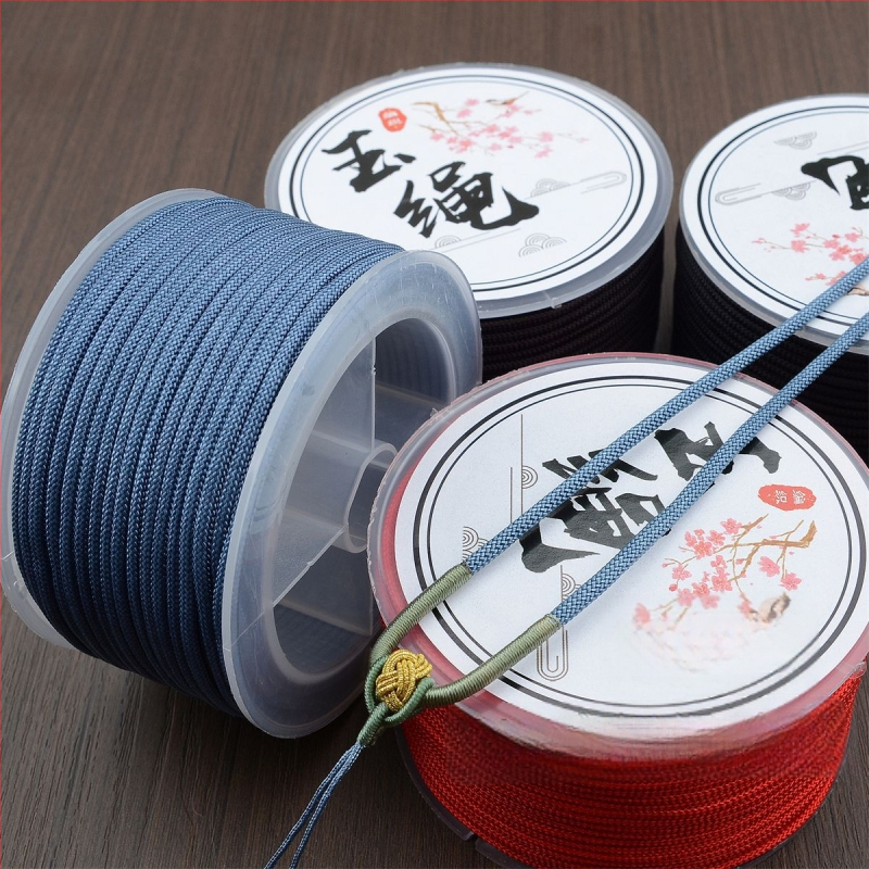 Jade Rope 2m käsitsi kootud ümmargune köis käevõrude ja ripatside jaoks, matt viimistlus, tagastamise muster, lihtne stiil