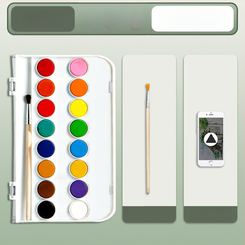 Deli mineraalpigmentidega akvarellide komplekt, kastis algajatele ja lastele