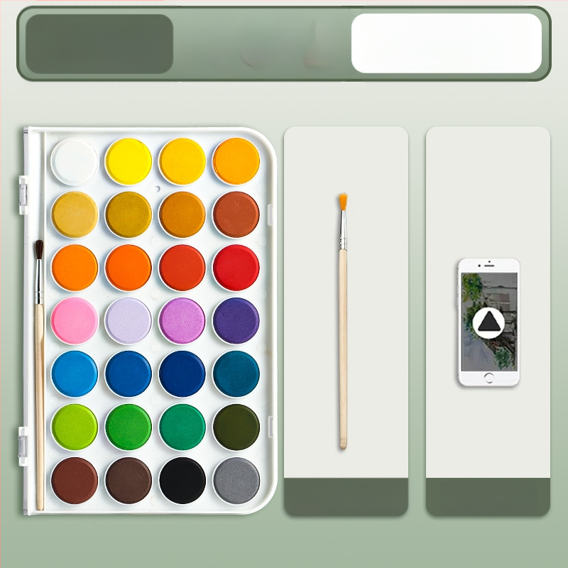 Deli mineraalpigmentidega akvarellide komplekt, kastis algajatele ja lastele