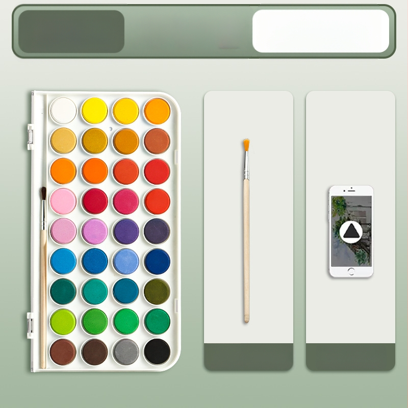 Deli mineraalpigmentidega akvarellide komplekt, kastis algajatele ja lastele