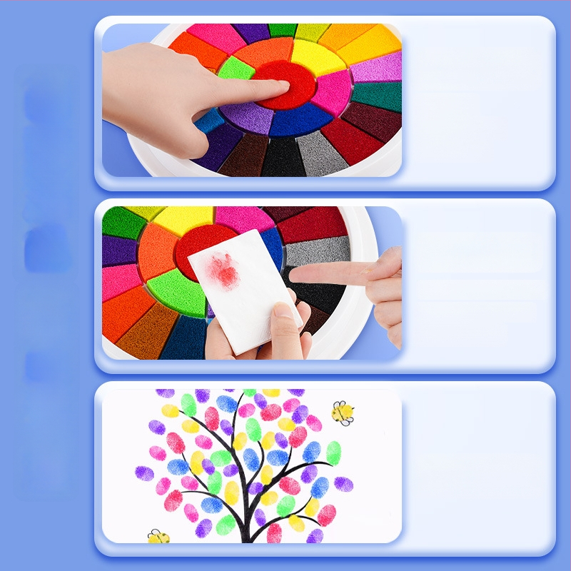 Sõrmejoon tintpad – Reverse kaubamärk, akvarellikomplekt, karp 24 tükki, sobib sünnipäevaks, IP-luba: Ei