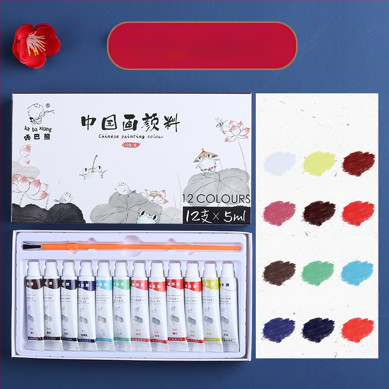 Kaba Bear traditsioonilise hiina maalimise pigmentide komplekt, 12 ml maht, 24-kasti pakend, maalimiseks