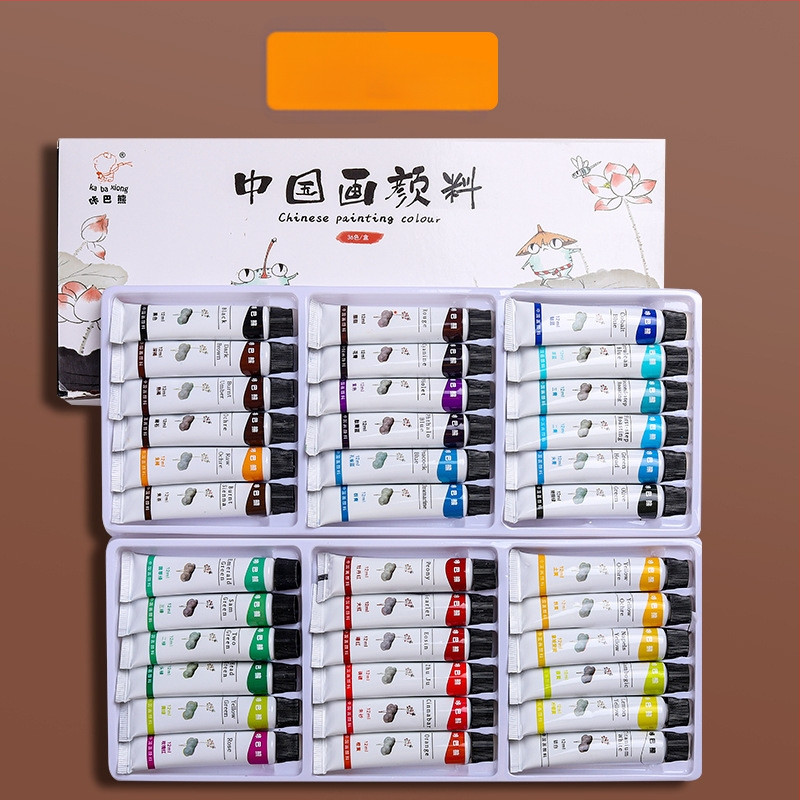 Kaba Bear traditsioonilise hiina maalimise pigmentide komplekt, 12 ml maht, 24-kasti pakend, maalimiseks