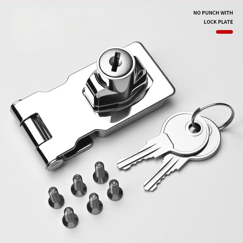 Ilma puurimiseta roostevabast terasest lukustusplaat lukustusega – sobib kappidele, sahtlitele ja liugustele ustele (vannituba)