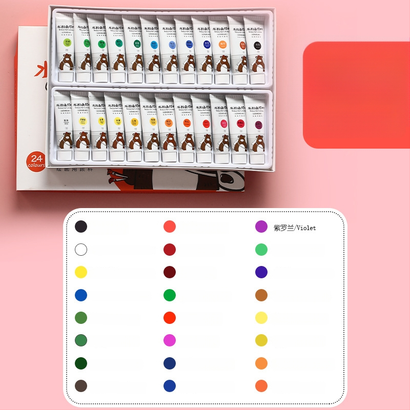 Kaba Bear laste gouache värvide komplekt, gouache, mahutavus 5–12 ml, karbis pakendatud