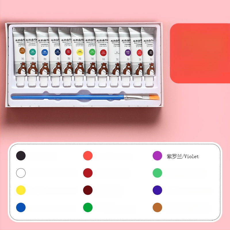 Kaba Bear laste gouache värvide komplekt, gouache, mahutavus 5–12 ml, karbis pakendatud