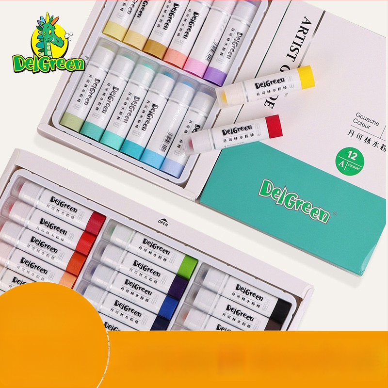 Lastele mõeldud tahke guaššistikk – vees lahustuv, pöörlev, karbis pakendatud, kingitus Deigreen/Dancolinilt