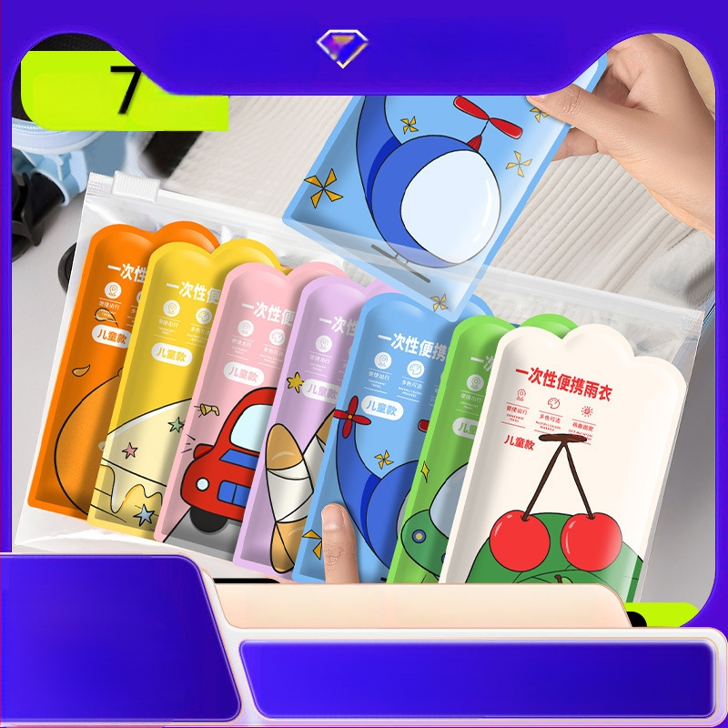 Laste ühekordselt kasutatav vihmamantel – cartoon stiilis, PVC kangas, veekindel PU liimikiht, sobib matkamiseks