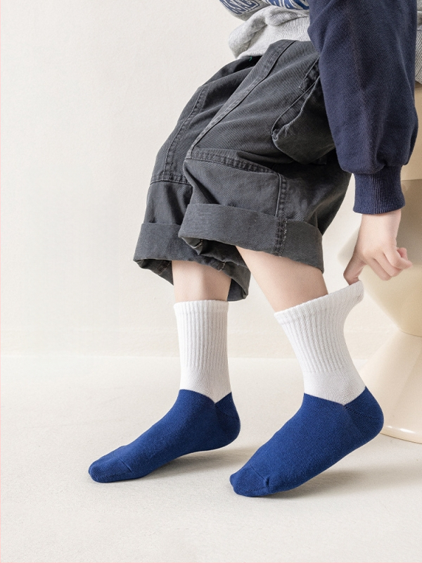 Laste poiste sokid kuni sääreni, puuvillased, hingavad, niiskust imavad, plokk-muster, 3–8 aastat