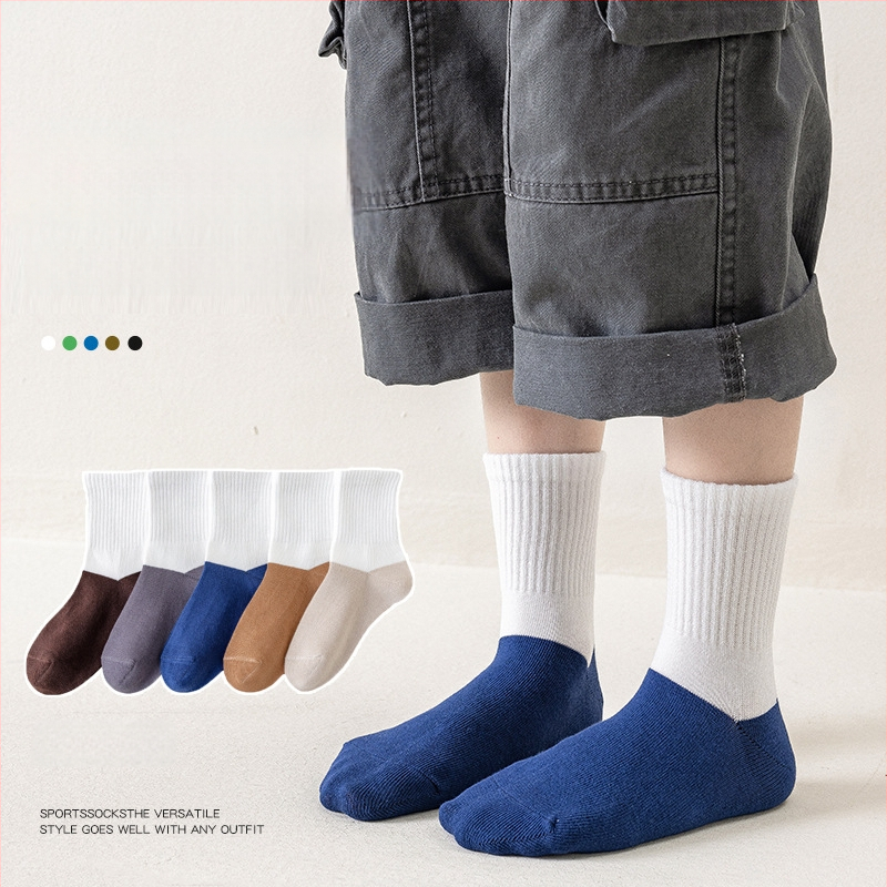 Laste poiste sokid kuni sääreni, puuvillased, hingavad, niiskust imavad, plokk-muster, 3–8 aastat