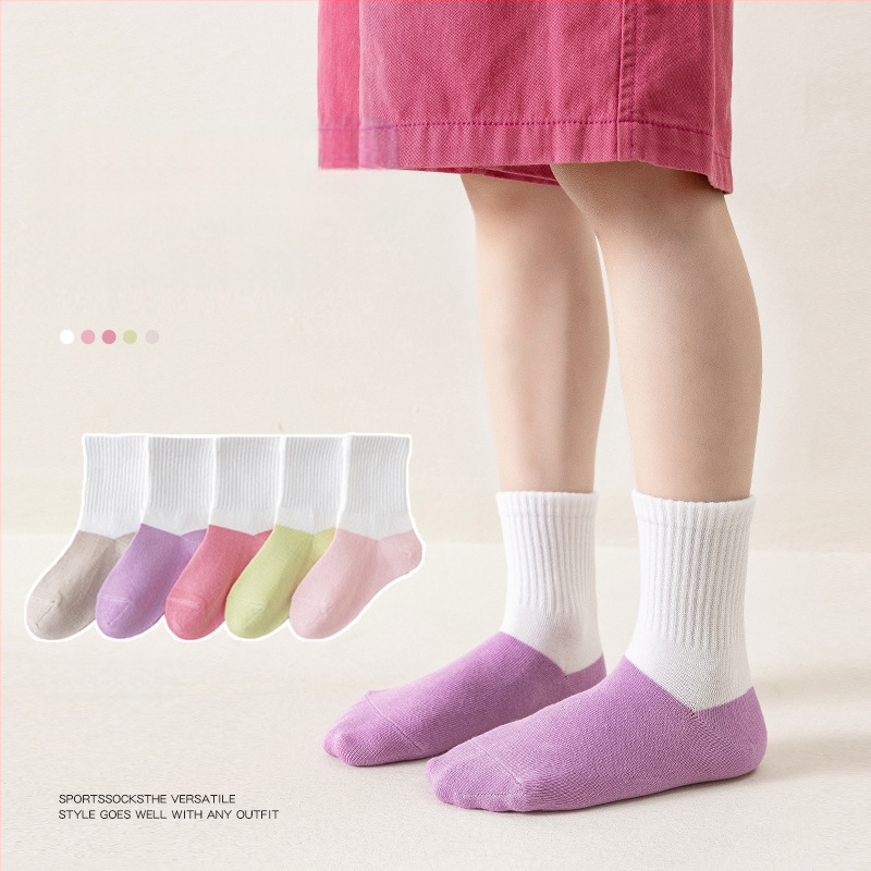 Laste poiste sokid kuni sääreni, puuvillased, hingavad, niiskust imavad, plokk-muster, 3–8 aastat