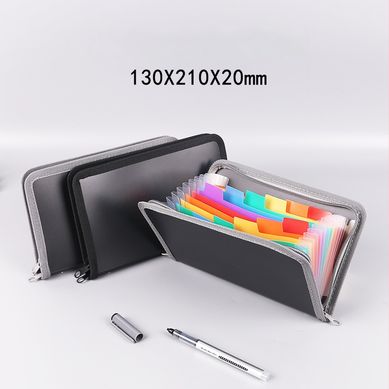 Verslo mini akordeoninė byla su vaivorykštės kraštu ir užtrauktuku bei daugiasluoksė kvitų saugykla; plastikas; Prekės ženklas English Poetry; tinklelio numeris 13; atspausdintas logotipas; pritaikymas įmanomas