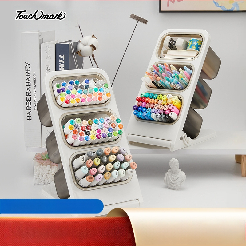 Touchmark Naji seeria - kallutatud pliiatsihoidja, plastikust ruudukujuline lauaorganisaator