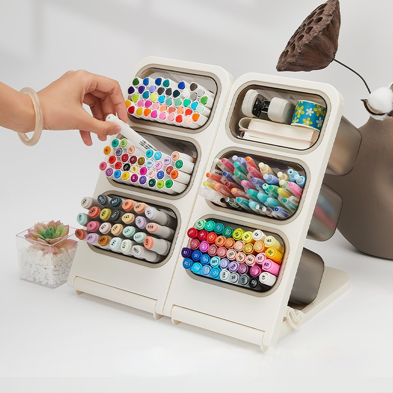 Touchmark Naji seeria - kallutatud pliiatsihoidja, plastikust ruudukujuline lauaorganisaator