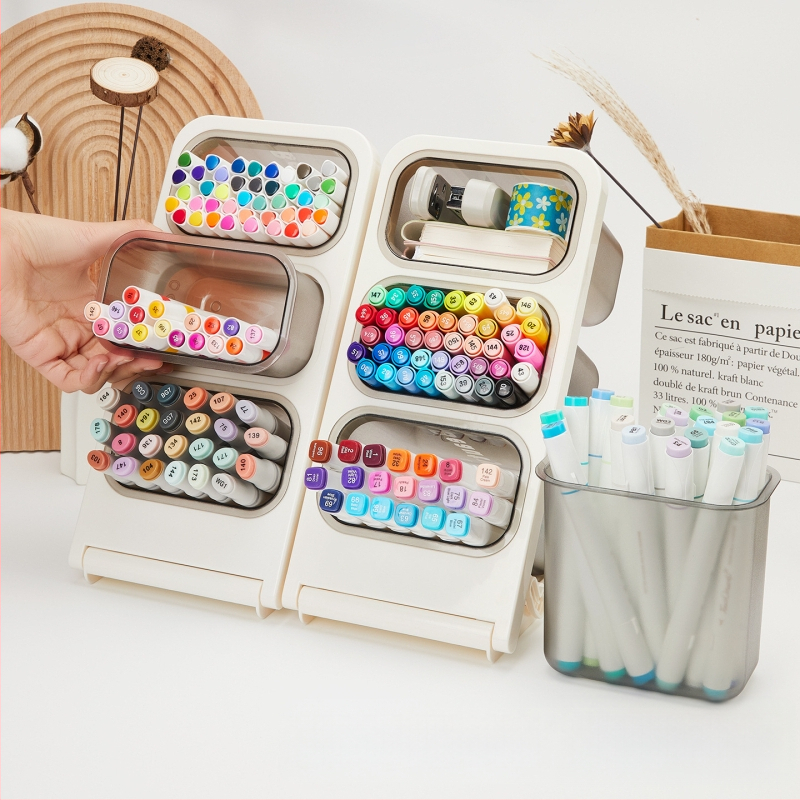 Touchmark Naji seeria - kallutatud pliiatsihoidja, plastikust ruudukujuline lauaorganisaator