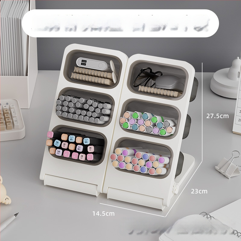 Touchmark Naji seeria - kallutatud pliiatsihoidja, plastikust ruudukujuline lauaorganisaator