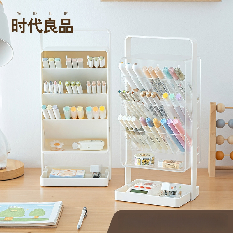 SD-3886 Ruutja plastist kirjutusvahendi hoidja kaldu läbipaistva disainiga – Suur maht, Mitmekülgne lauaorganisaator, Logo trükkimine, Kohandamine