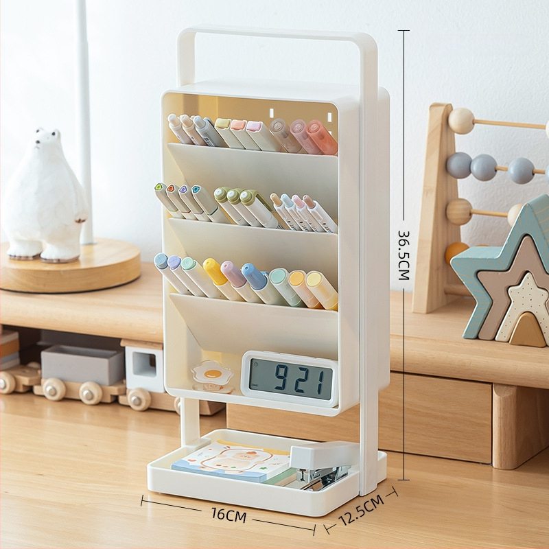 SD-3886 Ruutja plastist kirjutusvahendi hoidja kaldu läbipaistva disainiga – Suur maht, Mitmekülgne lauaorganisaator, Logo trükkimine, Kohandamine