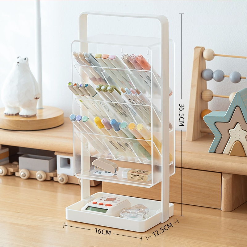 SD-3886 Ruutja plastist kirjutusvahendi hoidja kaldu läbipaistva disainiga – Suur maht, Mitmekülgne lauaorganisaator, Logo trükkimine, Kohandamine