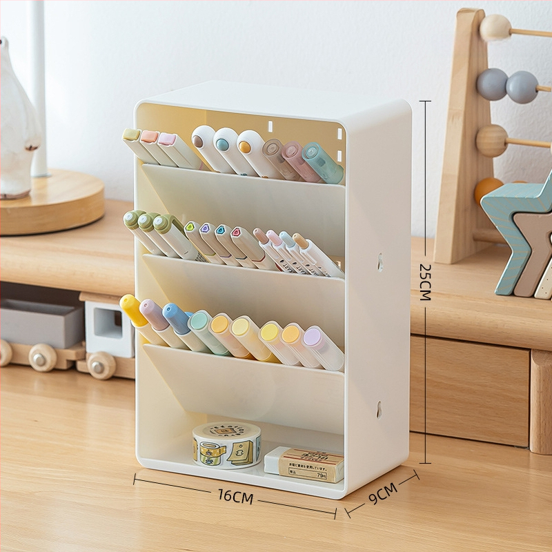 SD-3886 Ruutja plastist kirjutusvahendi hoidja kaldu läbipaistva disainiga – Suur maht, Mitmekülgne lauaorganisaator, Logo trükkimine, Kohandamine