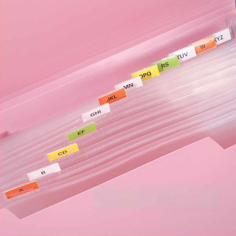 Akkordeono tipo failų organizatorius, 13 skyrių, PP plastikas, išorinis storis 0,5 mm / vidinis 0,12 mm, didelė talpa