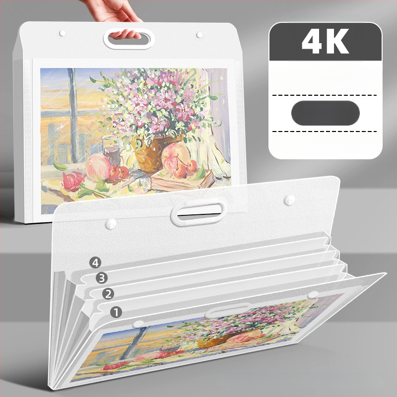 Meno darbų laikymo albumas, iš plastiko, modelis LZ-DCHC, prekės ženklas Good, 4 puslapiai, logotipo spausdinimas: Taip