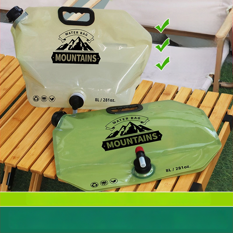 Išorinė vandens talpa lauko reikmėms, storintas sulankstomas vandens maišas, maisto kokybės, PE+nylon+PET, Zhongheng