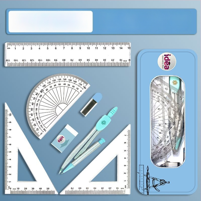 Daudzfunkcionālais kompassa un lineāla komplekts – pilns zīmēšanas rīku komplekts skolēniem, no sakausējuma materiāla