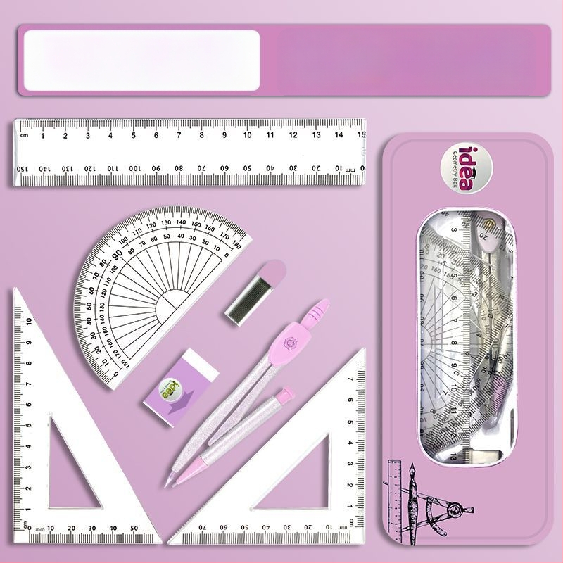 Daudzfunkcionālais kompassa un lineāla komplekts – pilns zīmēšanas rīku komplekts skolēniem, no sakausējuma materiāla