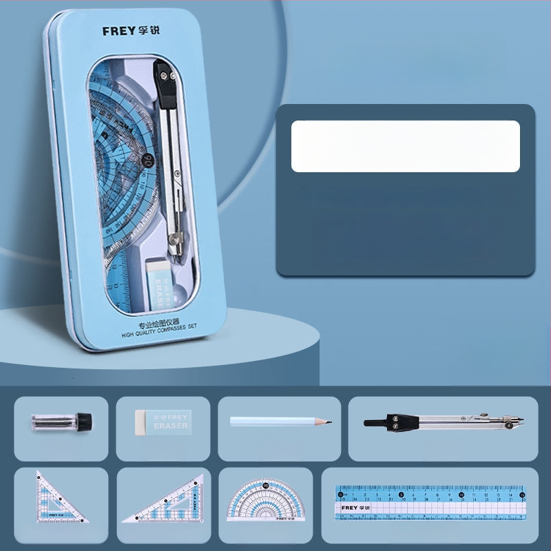 Daudzfunkcionālais kompassa un lineāla komplekts – pilns zīmēšanas rīku komplekts skolēniem, no sakausējuma materiāla