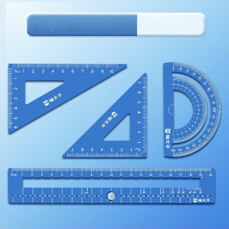 Cat Prince M1314-1 Aliuminio lydinio universalus liniuotės rinkinys, 4 vnt., įskaitant trikampę liniuotę ir kampomatis