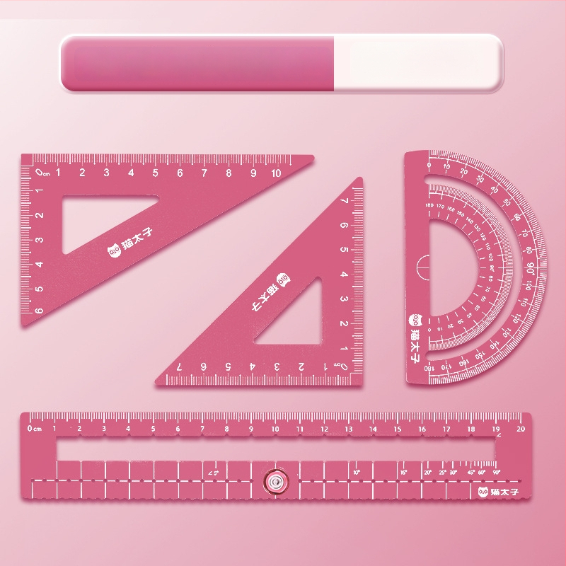 Cat Prince M1314-1 Aliuminio lydinio universalus liniuotės rinkinys, 4 vnt., įskaitant trikampę liniuotę ir kampomatis