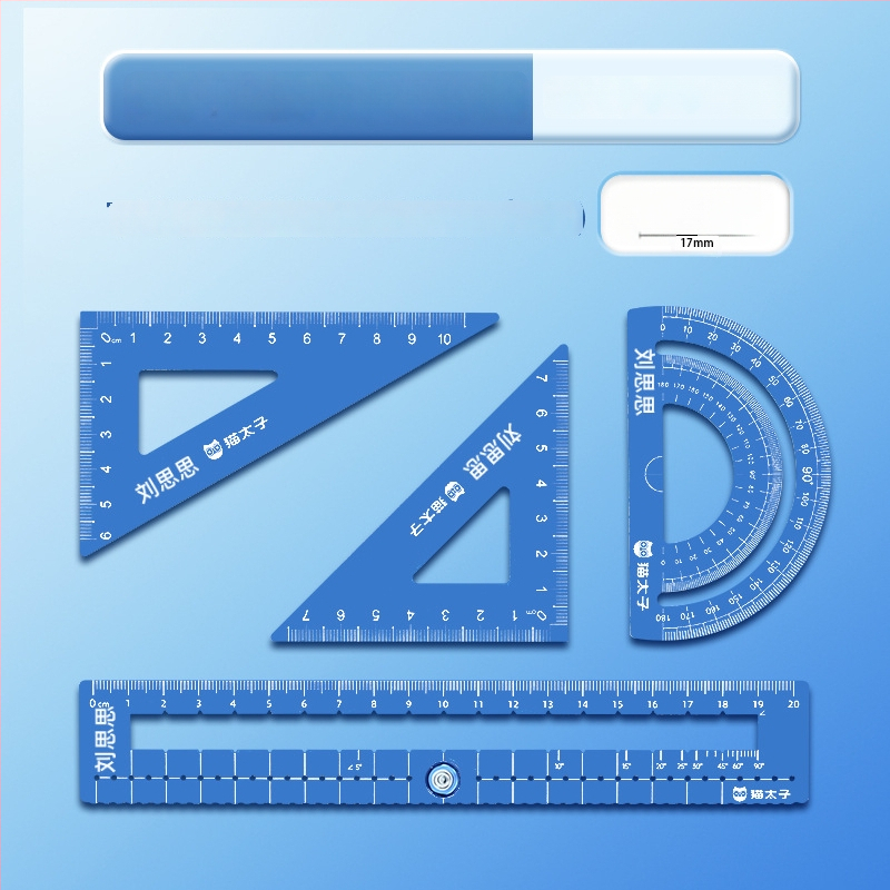 Cat Prince M1314-1 Aliuminio lydinio universalus liniuotės rinkinys, 4 vnt., įskaitant trikampę liniuotę ir kampomatis