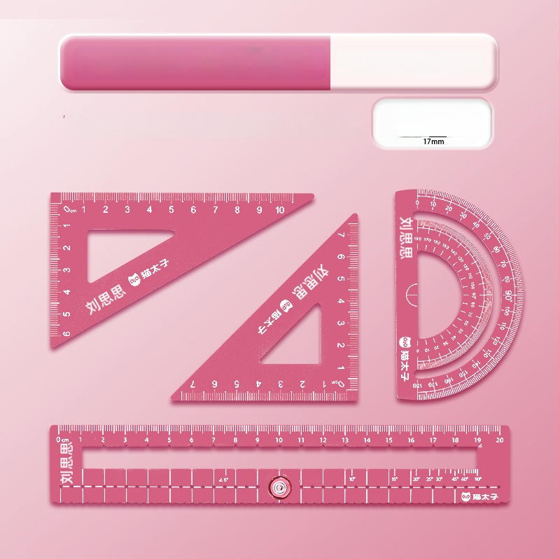 Cat Prince M1314-1 Aliuminio lydinio universalus liniuotės rinkinys, 4 vnt., įskaitant trikampę liniuotę ir kampomatis