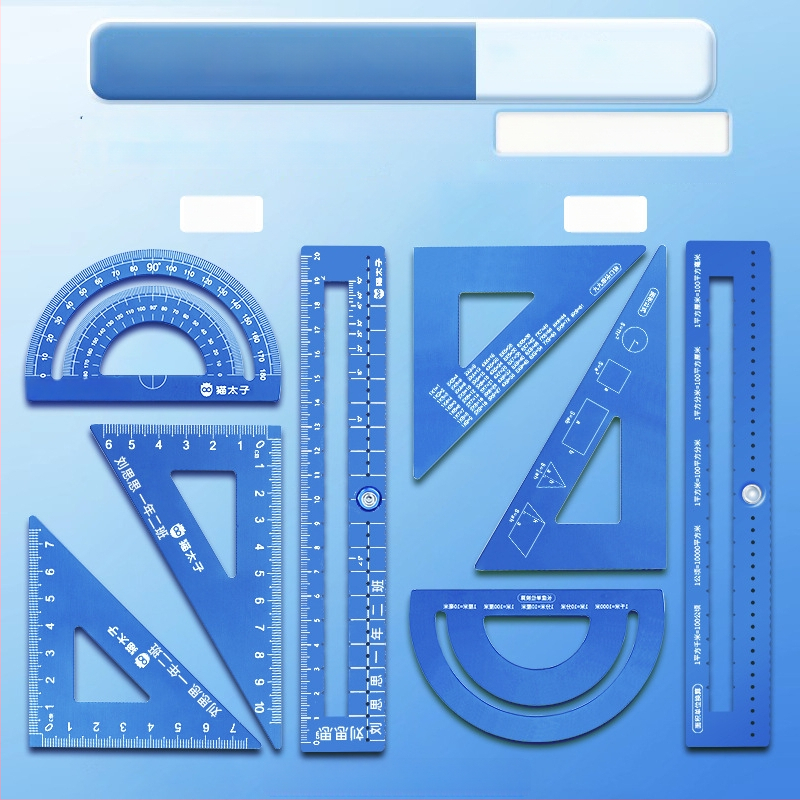 Cat Prince M1314-1 Aliuminio lydinio universalus liniuotės rinkinys, 4 vnt., įskaitant trikampę liniuotę ir kampomatis