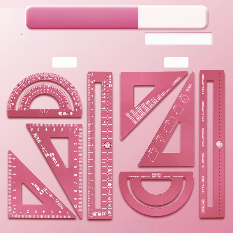 Cat Prince M1314-1 Aliuminio lydinio universalus liniuotės rinkinys, 4 vnt., įskaitant trikampę liniuotę ir kampomatis