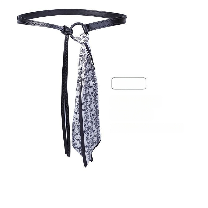 Moteriška liemenės grandinė su kutais ir plonu šilko šaleliu, metalinis aksesuaras džinsams ir kelneims, universalus stilius visiems sezonams