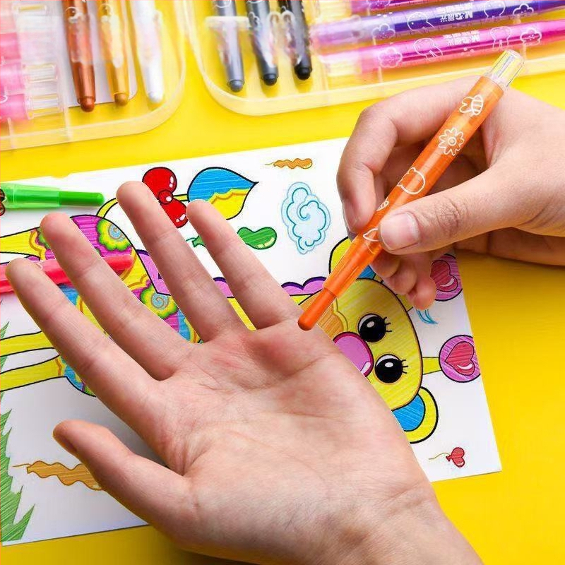 Morning Light pöörlev õlipastellide komplekt joonistamiseks X4323 ümmarguse tipuga plastikust korpus, täitevärvid 12/24/36