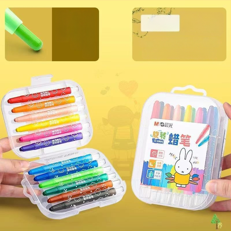 Morning Light pöörlev õlipastellide komplekt joonistamiseks X4323 ümmarguse tipuga plastikust korpus, täitevärvid 12/24/36