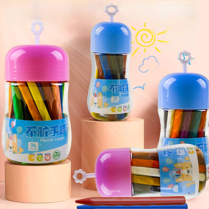 Plastmassa värvipliiatsid joonistamiseks — Qianhui ddlb, Non-dirty Hand seeria, silindriline pakk, pestav