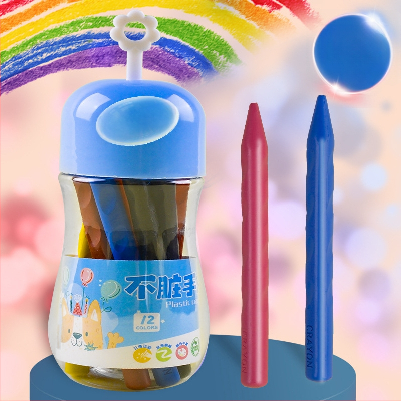 Plastmassa värvipliiatsid joonistamiseks — Qianhui ddlb, Non-dirty Hand seeria, silindriline pakk, pestav