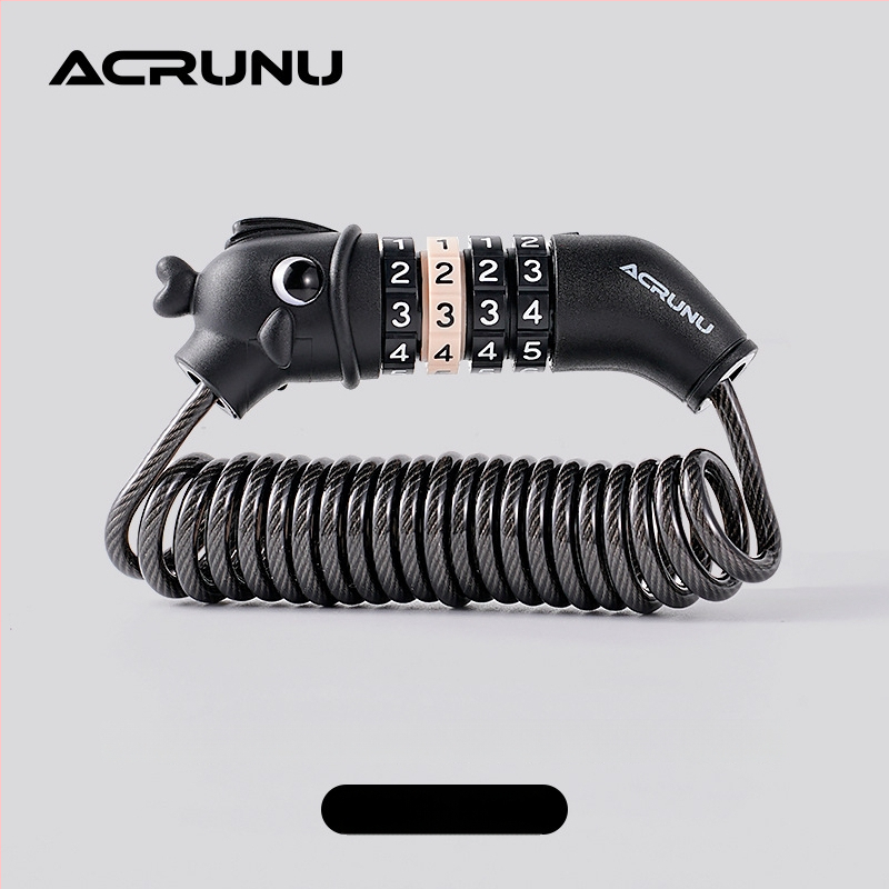 ACRUNU jalgratta paroolilukk terase kabeliga - kompaktne ja kaasaskantav; PVC + kõrge tugevusega terasest kabel; kaal 100 g; ei kriimusta värvi