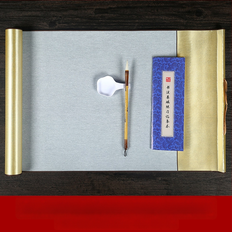 Kaligrafijos rinkinys su vandens rašymo audiniu ant ritinėlio, neausti audiniai, raštas ryžių grotelės, forma stačiakampė, prekinis ženklas Practice Every Day