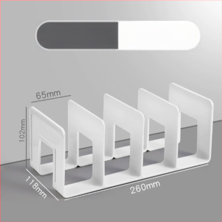 Plastikinis vertikalus failų laikiklis su keturiais skyreliais biurui