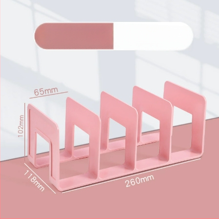 Plastikinis vertikalus failų laikiklis su keturiais skyreliais biurui