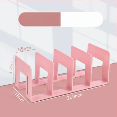 Plastikinis vertikalus failų laikiklis su keturiais skyreliais biurui